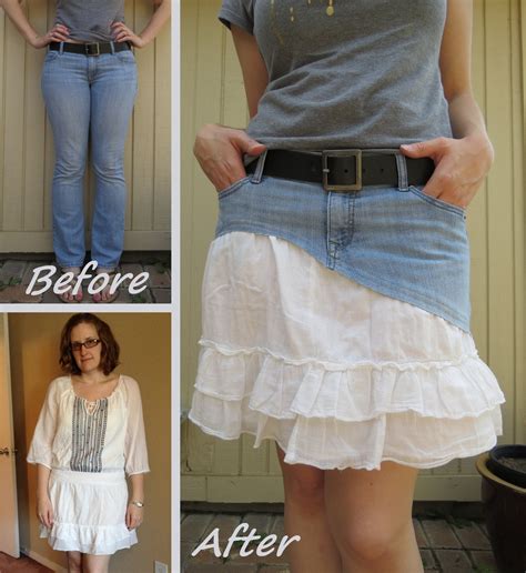ruffled denim skirt refashion · how to sew a denim skirt · sewing on cut out keep