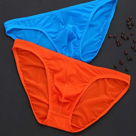 Mens Briefs Soft Breathable Silk Sexy Underwear Mens Hot Hips Up