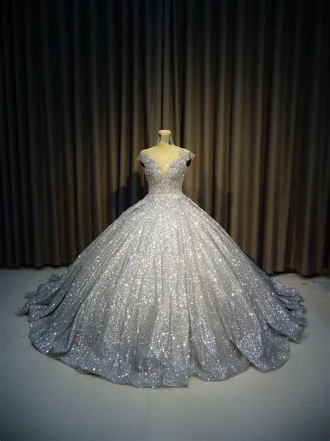 Sparkly Silver Gown Silver Dress Silver Ballgown Wedding Gown Modern