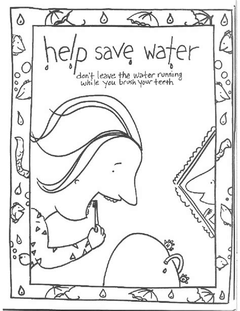 Save Water Coloring Page For Kids Free Printable Picture