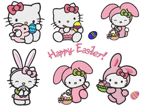 Hallo Kitty Easter Embroidery Designs 2 Sizes