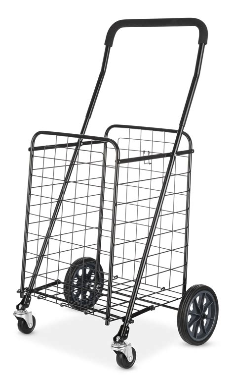 Mainstays Adjustable Steel Rolling Cart Black Assembled Length 215 X