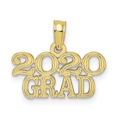 JewelryWeb 10k Gold 2020 Grad Block Graduation Charm Pendant Necklace