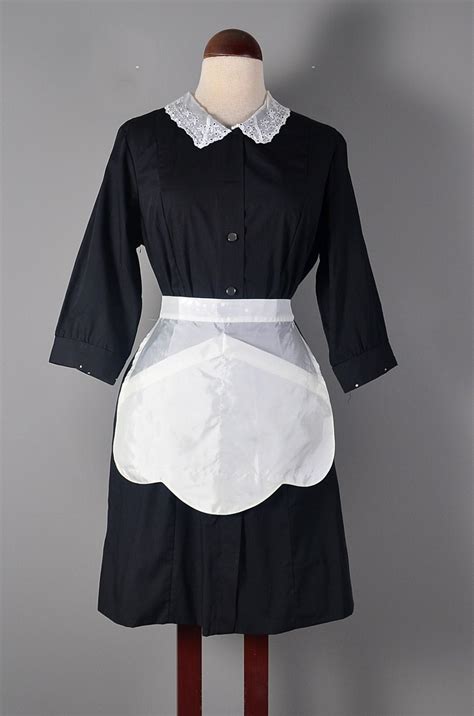 Vintage 40s 50s Authentic Maid Uniformwhite Swanahsblack