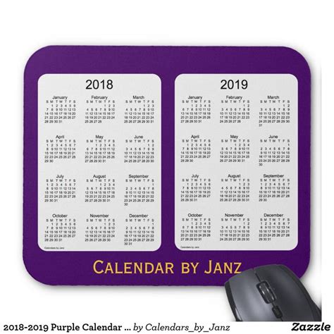 2018 2019 Purple Calendar By Janz Mousepad Custom Mouse