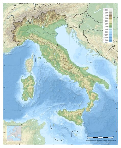 Large Physical Map Of Italy Italy Europe Mapsland Maps Of The World