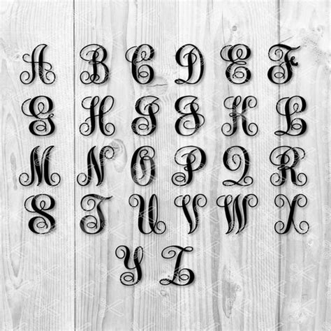 Monogram Font Alphabet Svg Dxf Fancy Monogram Alphabet