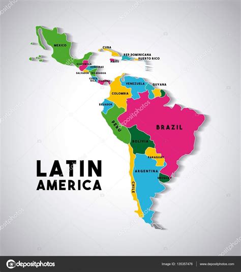Mapa De América Latina Stock Vector By ©yupiramos 135357476