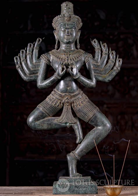 12th Century Bronze Dancing Shiva Statue With Ten Arms Made In Cambodia 28 157cb10 Hindu