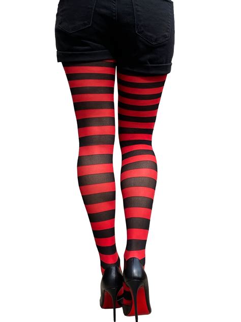 red striped tights for women available in plus size