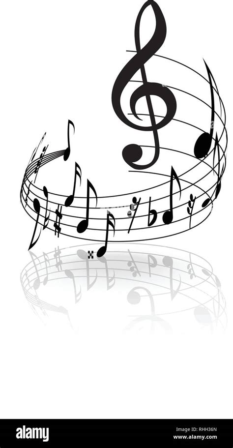 Wavy Musical Staff With Notes On A White Background Vector Stock