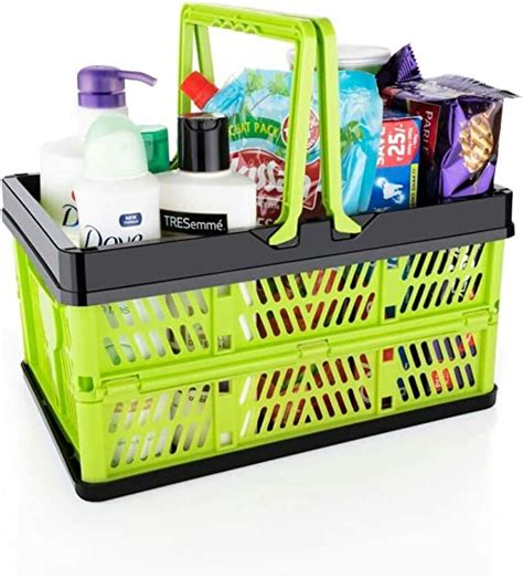 Homeice Collapsible Plastic Shopping Basket Plastic Folding Storage