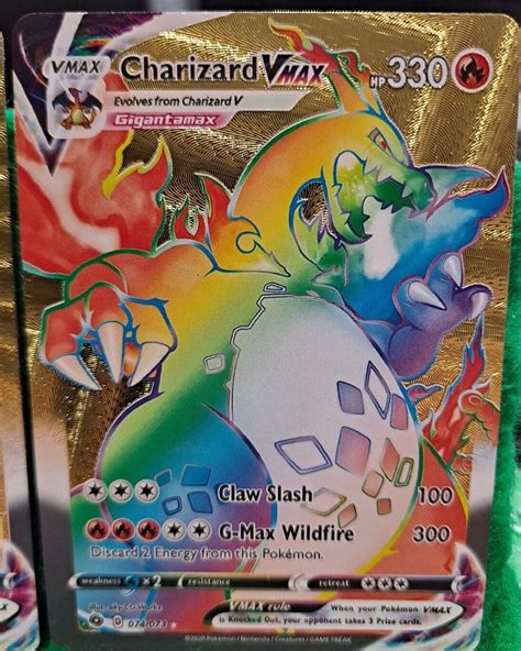Mavin Rainbow Charizard Vmax Pokemon Gold Foil Card