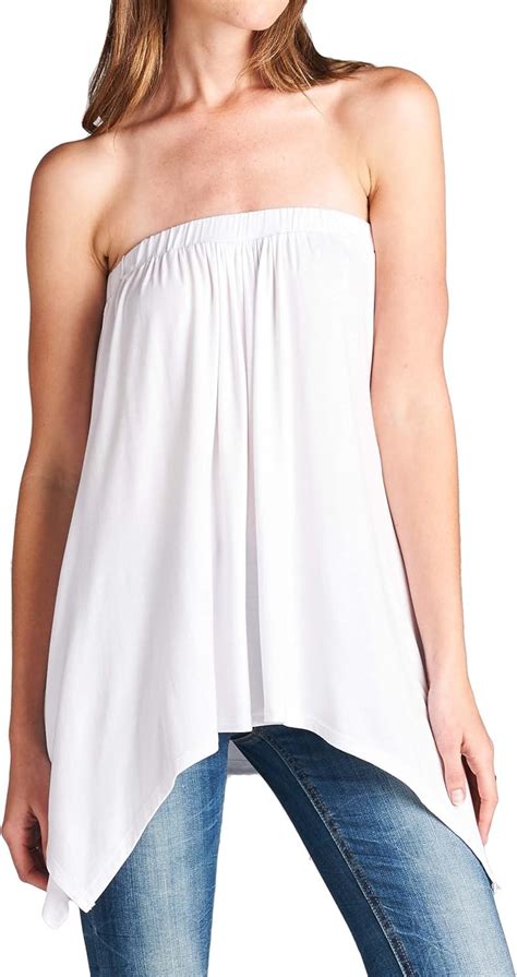 Loving People Women S Asymmetrical Hem Flared Loose Fit Strapless Tunic Shirt Tube Top At Amazon