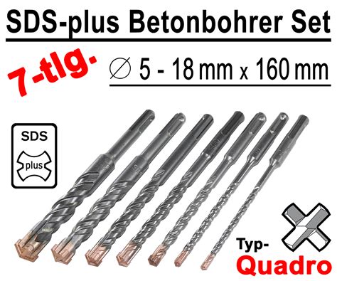 Besonders bei arbeiten mit der bohrmaschine ist die richtige. SDS-plus Betonbohrer Set 7-tlg Quadro Bohrer Hammerbohrer ...