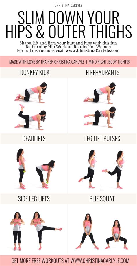 fat burning hip workout for tight toned hips and outer thighs hip workout exercise workout plan