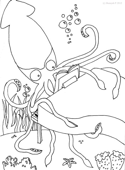 squid coloring pages    print