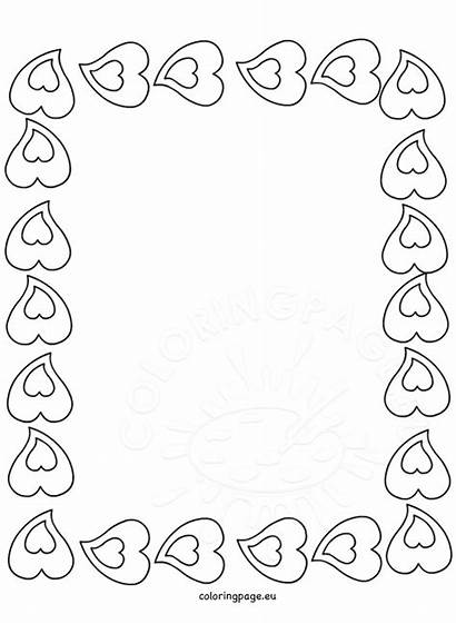 Border Coloring Frame Hearts Pages Valentine Valentines