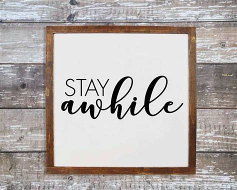 Stay Awhile Large Wooden Sign Etsy Entryway Wall Decor Wooden Wall