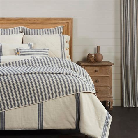 Market Place Blue Ticking Stripe Quilts Piper Classics