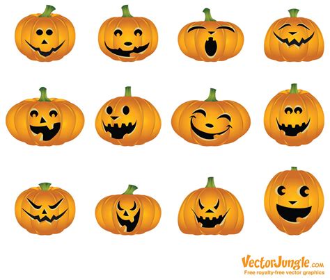 Happyjackolanternfaces Free Halloween Vector Pumpkins