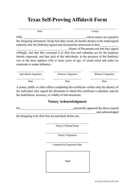 Texas Self Proving Affidavit Form Fill Out Sign Online And Download
