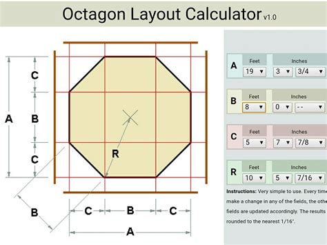 Octagon Layout Calculator So Helpful For Figuring Out Dimensions For