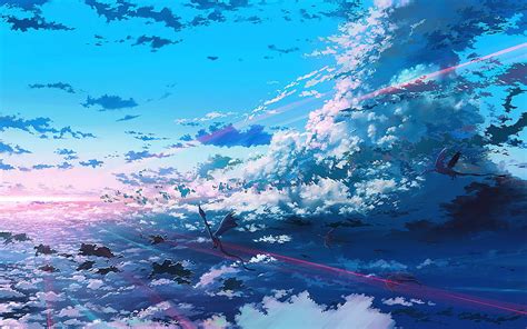 Pink Nature Anime Clouds Sky Cyan Digital Art Artwork Dragon Fantasy