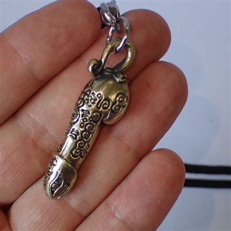 Brass Penis Necklace Erotic Jewelry Penis Charm Amulet Penis Etsy