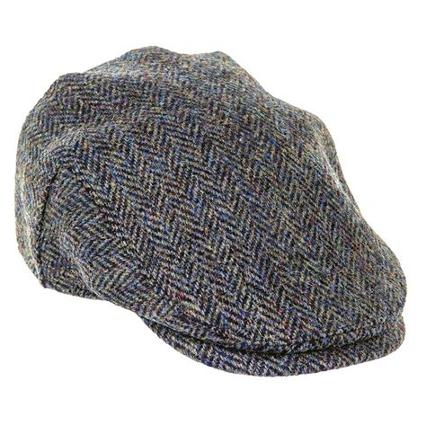 Harris Tweed Flat Cap Green Herringbone Hat