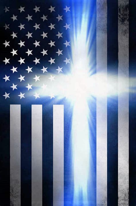 Christian Thin Blue Line Cross God Protected Usa Sublimated Double