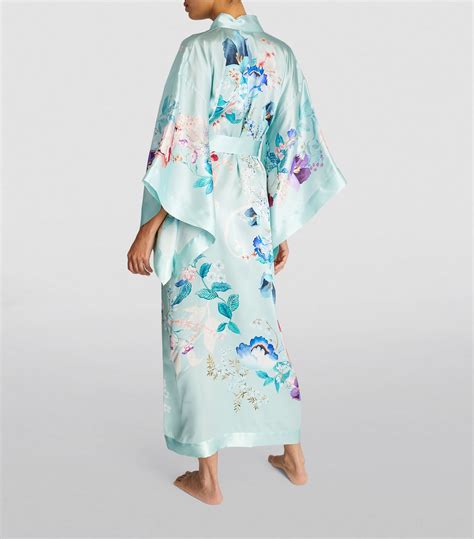 Womens Meng Green Silk Floral Kimono Harrods Countrycode