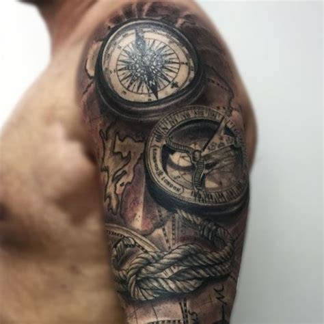125 Best Compass Tattoos For Men Cool Design Ideas 2021 Compass Tattoo Compass Tattoo Men