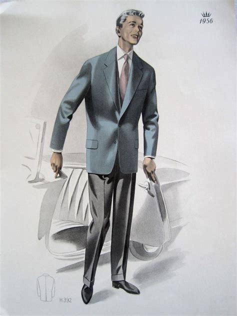 Vintage French Fabulous 1956 Mens Fashion Print From A Gents Etsy Moda Uomo Moda Giacca