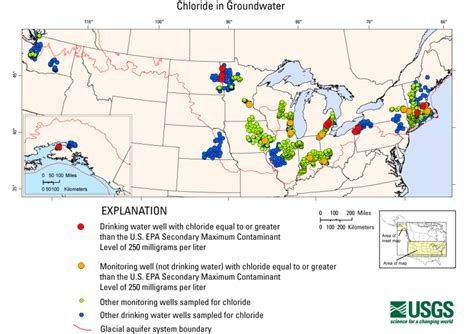Usgs Nawqa Chloride In Groundwater In The Glacial Aquifer System