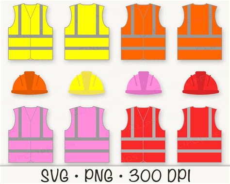 Construction Safety Vest Svg Pink Red Yellow Orange Etsy
