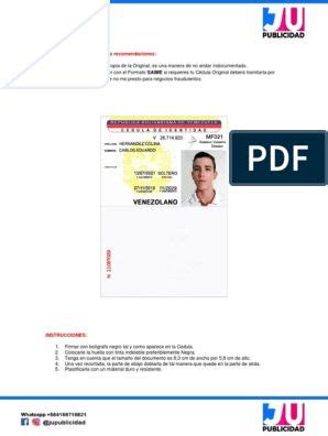 Cedula Venezolana V Pdf Carnet De Identificacion Im Genes De