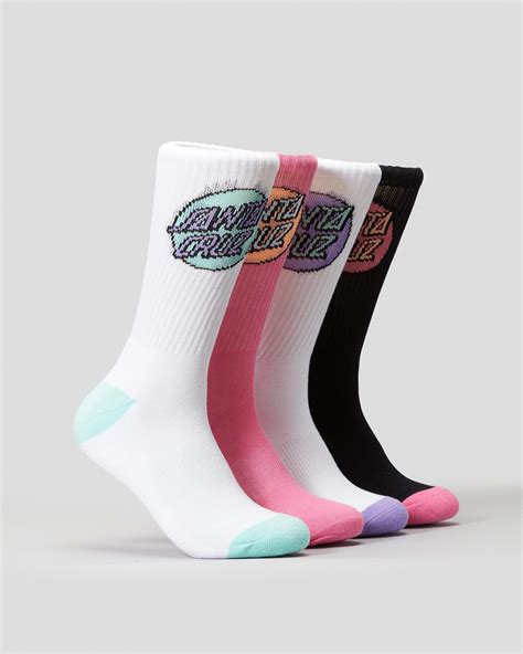 Santa Cruz Pop Dot Sock 4 Pack In Multi Fast Shipping And Easy Returns