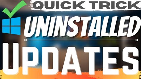 Quick Tricks How To Uninstall Updates On Windows 10 Uninstall