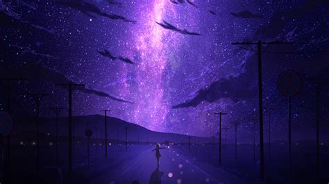 Starry Stars Night Sky Anime Scenery 4k Hd Wallpaper Rare Gallery