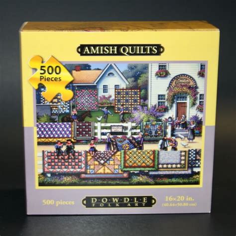 2010 Dowdle Jigsaw Puzzle Amish Quilts 500 Pieces Folk Art 100 Complete Ebay