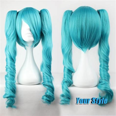 Vocaloid Cosplay Hatsune Miku Wig Spiral Curly Hairstyles Long Hair