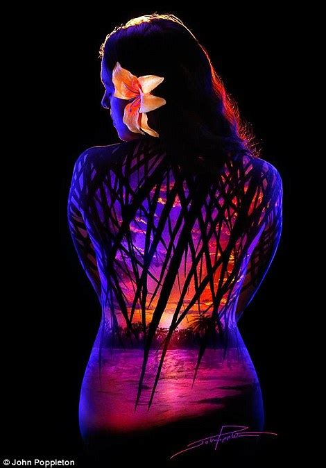 Illuminated UV Paintings On Women S Backs Celebrate Beauty Sound