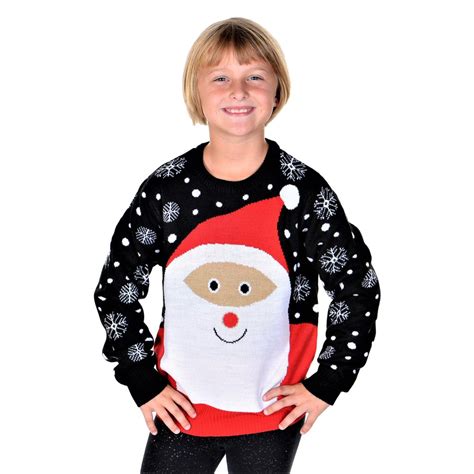 Socal Look Socal Look Girls Ugly Christmas Sweater Santa Clause Pullover Black