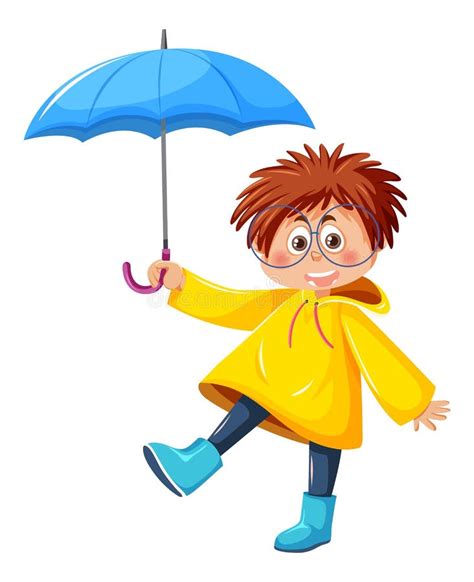 Happy Boy Holding Umbrella Stock Vector Illustration Of Umbrella