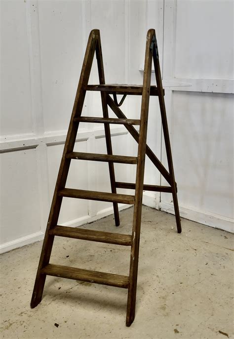 Tall 19th Century Wooden Step Ladder 733838 Uk