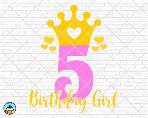 5th Birthday Girl Svg Fifth Birthday Svg 5th Birthday Svg Birthday