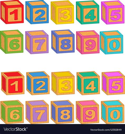 Numbers Wooden Colorful Blocks Royalty Free Vector Image
