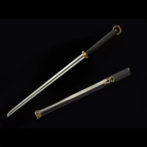 Handmade Chinese Sword Ring Pommel Sword Straight Blade Dao Folded