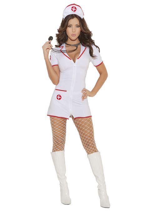 Womens Head Nurse Costume W Hat And White Dress
